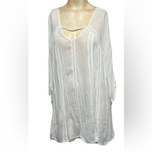 CUTE OPTIONS   Sheer Pattern Tunic/Cover Up Sz Medium White